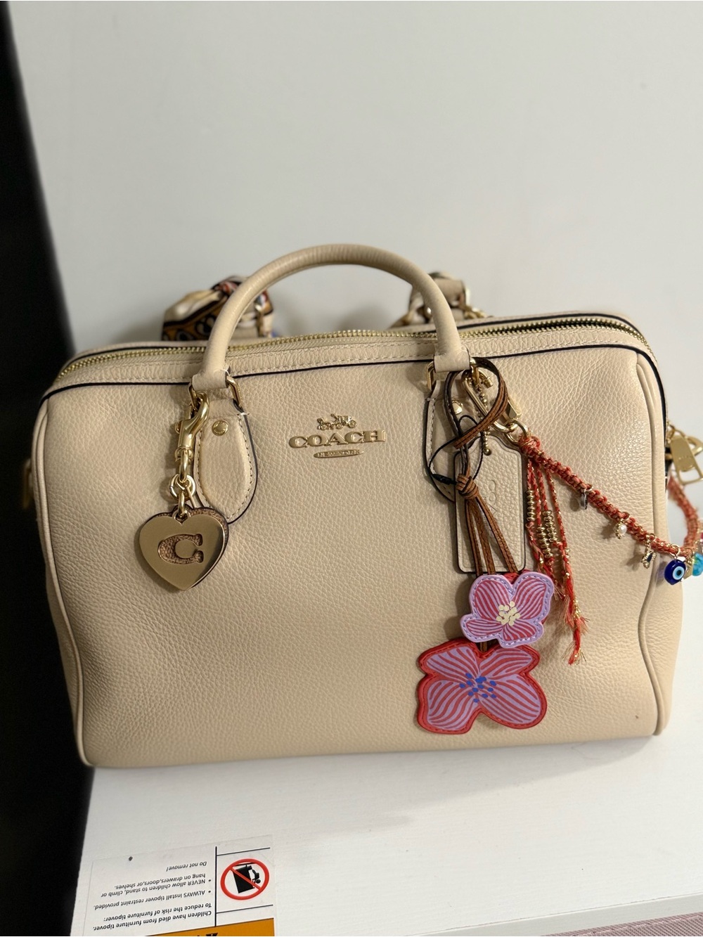 Large Coach Rowan Pebble Leather Satchel in Ivory with Gold Hardware - Picture 2 of 6